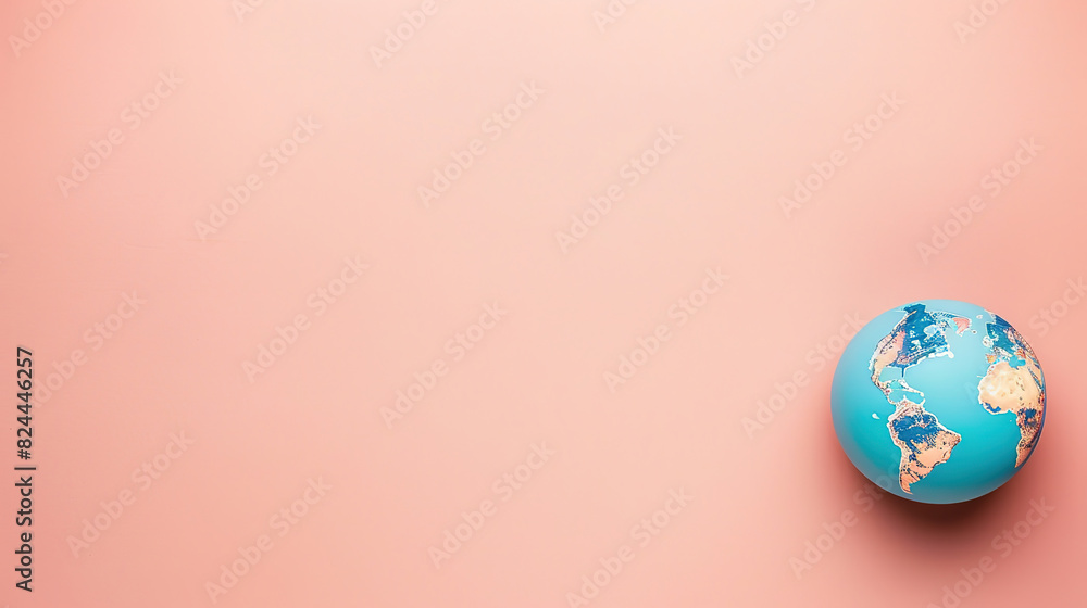 Copy space of earth on the corner and pastel color background, world nature conservation day Copy space of earth on the corner and pastel color background, world nature conservation day