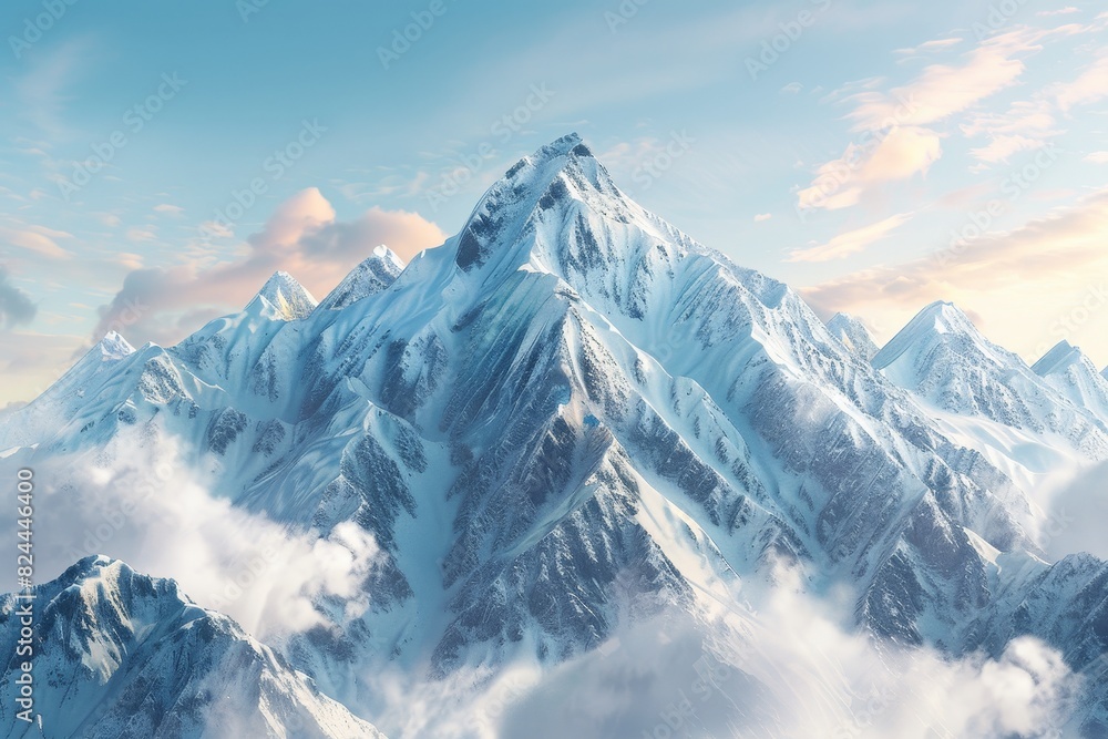Obraz premium The mountains are covered in snow and the sky is cloudy generated by AI