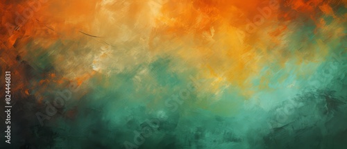 Green and orange abstract textured background with copy space, © FoxGrafy