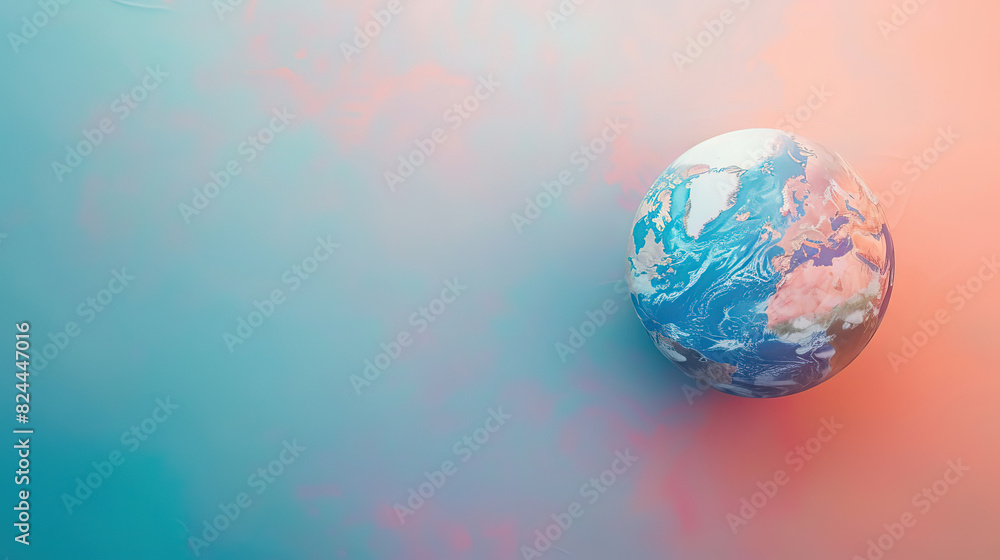 Copy space of earth on the corner and pastel color background, world nature conservation day Copy space of earth on the corner and pastel color background, world nature conservation day