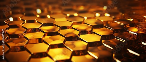 Detailed honeycomb pattern in gold, unique background