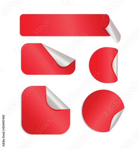Curled pages and stickers. Round, square and rectangle flipped paper page, Sale Stickers, Tags And Labels With Corner Cut Effect, Infographic Stickers And Labels