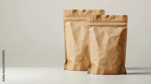 Mockup of two product bags with ziplock on isolated background