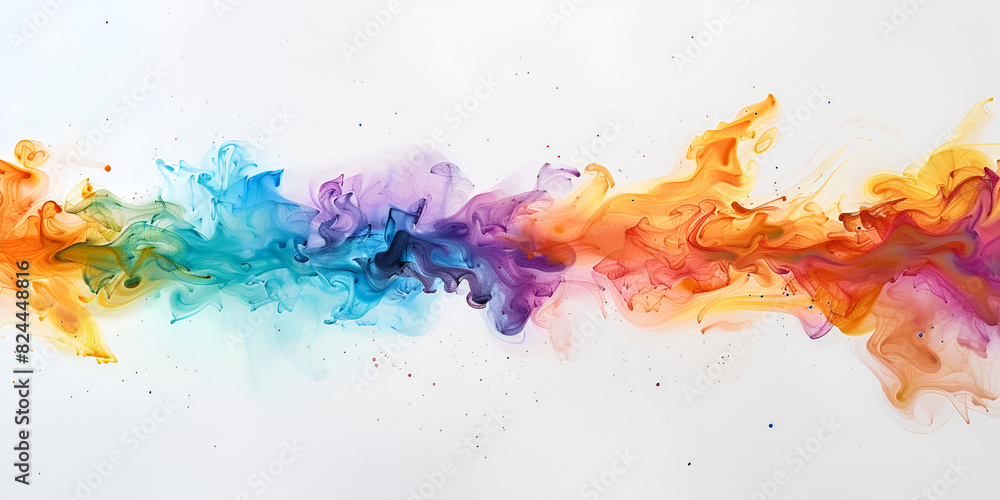  dynamic image of rainbow-colored ink swirling smoke against a white background