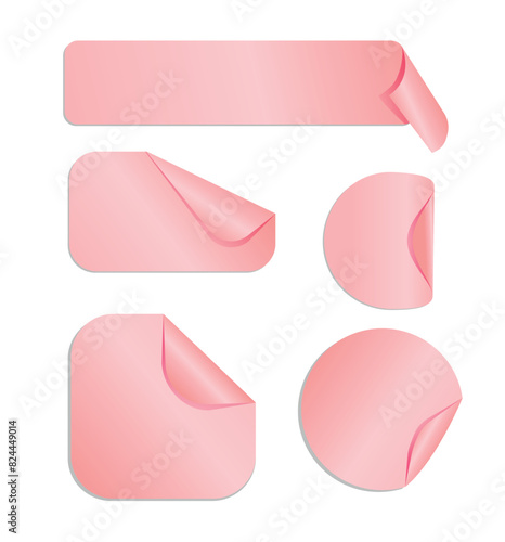 Curled pages and stickers. Round, square and rectangle flipped paper page, Sale Stickers, Tags And Labels With Corner Cut Effect, Infographic Stickers And Labels