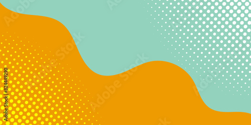 Abstract color background divided by diagonal. Vector illustration Background into two colors with halftone dots.