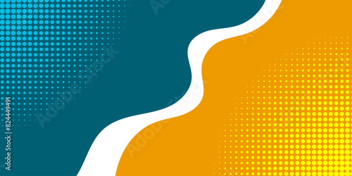 Abstract color background divided by diagonal. Vector illustration Background into two colors with halftone dots.