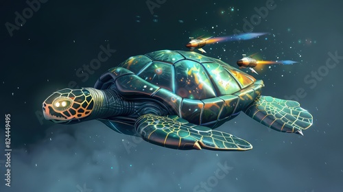 beautiful colorful sea flying turtle with mesial and flying turtle flying on sky   photo