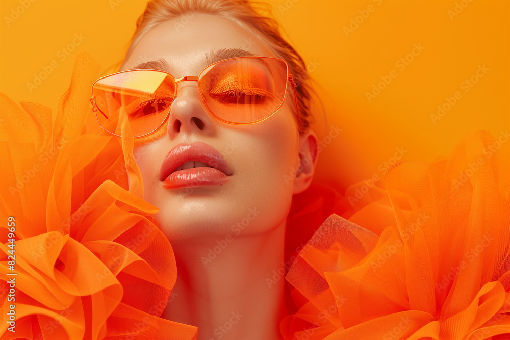 Fototapeta premium fashion woman isolated minimalistic studio natural elements