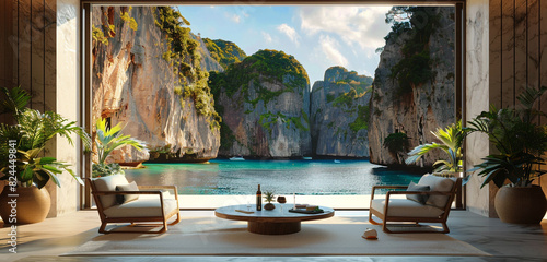 Exclusive travel agency offering a luxury concierge service destination display mockup, providing bespoke travel planning.