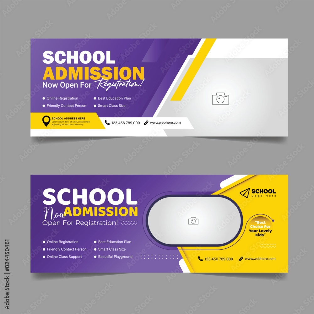 Back to school admission social media facebook cover design and higher education banner template Back to school admission social media facebook cover design and higher education banner template