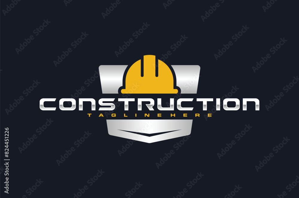Fototapeta premium construction helmet plate emblem logo