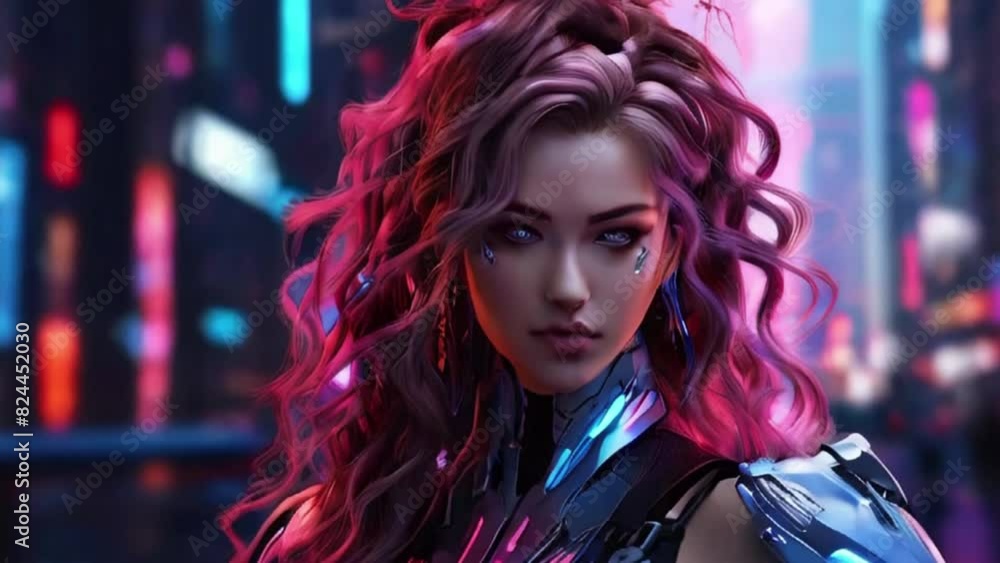 girl in full cyberpunk armor girl in full cyberpunk armor