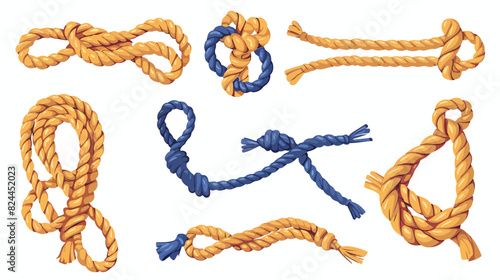 Knots of different type Four . Loops nautical nodes  photo
