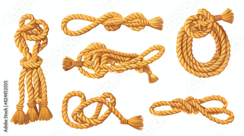 Knots of different type Four . Loops nautical nodes  photo