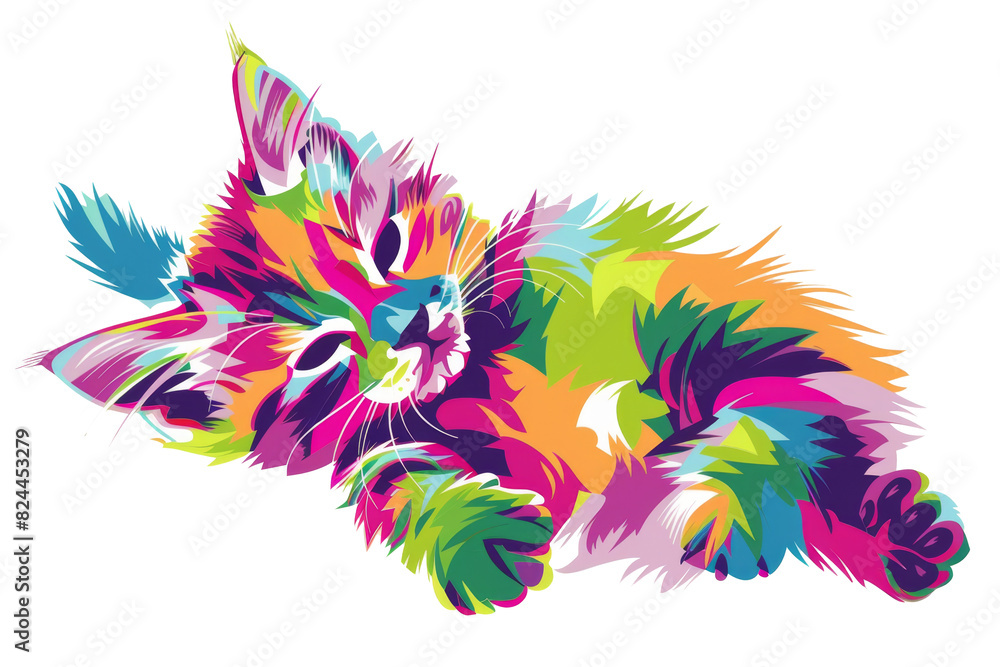 Fototapeta premium Adorable playful kitten with vibrant fur playing with a ball of yarn