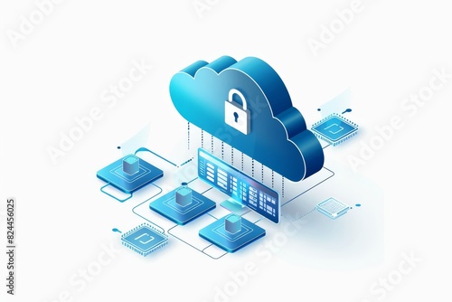 Modern cloud security with advanced data protection and digital interfaces for secure computing.