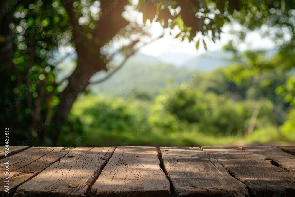 Table Top And Blur Nature For Background - generative ai Table Top And Blur Nature For Background - generative ai