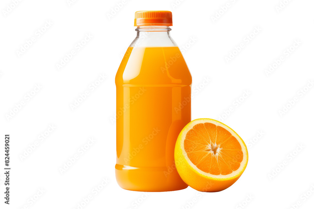 A Citrus Symphony: Orange Juice and Slice Dancing in Harmony on a White or Clear Surface PNG Transparent Background. A Citrus Symphony: Orange Juice and Slice Dancing in Harmony on a White or Clear Surface PNG Transparent Background.