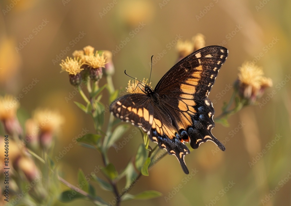 Close-up of a butterfly on a flower. Close-up of a butterfly on a flower.
