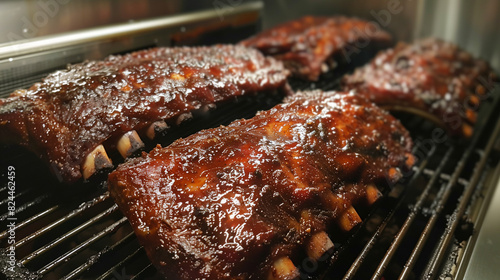 Delightful baby back ribs, cooked for a long time in a smokehouse, which, thanks to their juiciness and perfect seasoning, are a true masterpiece of culinary craftsmanship.