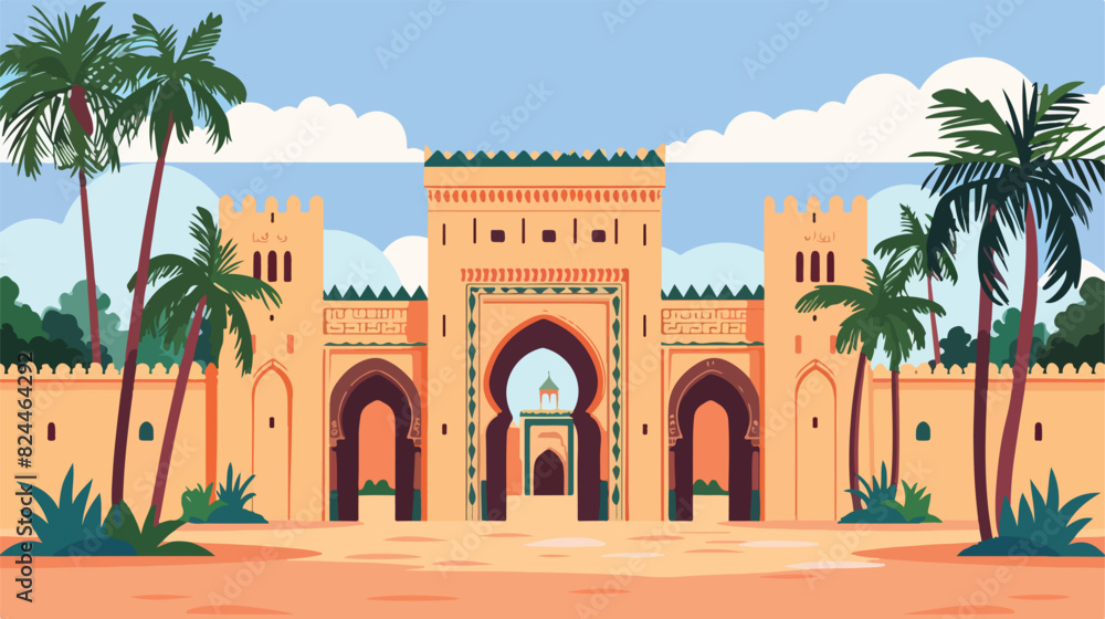Moroccan Berber architecture card. Morocco building 