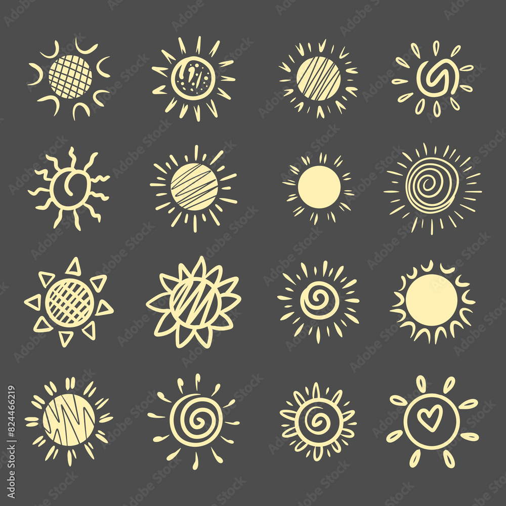 Hand drawn doodle sun. Design element. Hand drawn doodle sun. Design element.