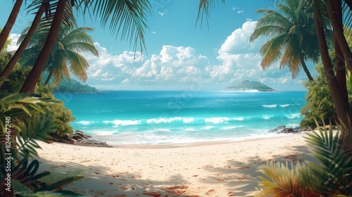 Background of beautiful beach for mockup summer product display or travel ad. © May