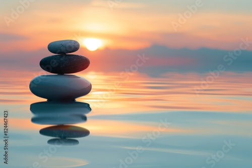 Balanced Zen Stones in clear Water .ai generative