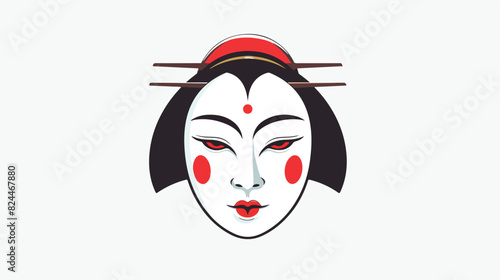 Okame Japanese noh mask for Japan kabuki theater.  photo