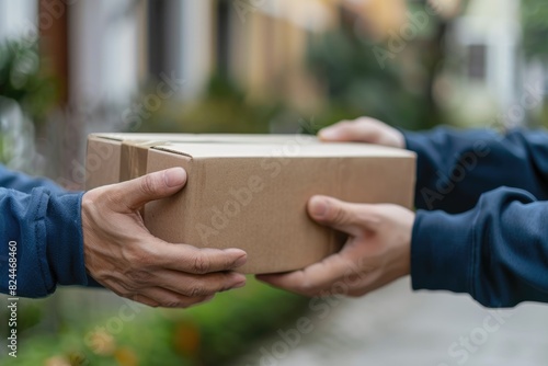 Express delivery personnel and cardboard boxes