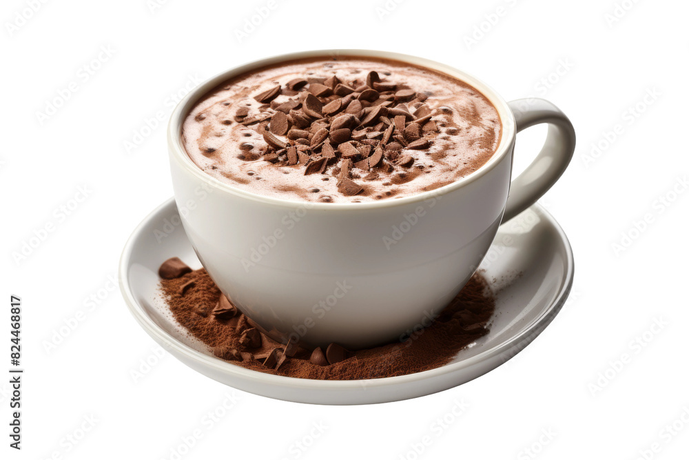 Serene Elixir: A Cup of Velvety Hot Chocolate on a White or Clear Surface PNG Transparent Background. Serene Elixir: A Cup of Velvety Hot Chocolate on a White or Clear Surface PNG Transparent Background.