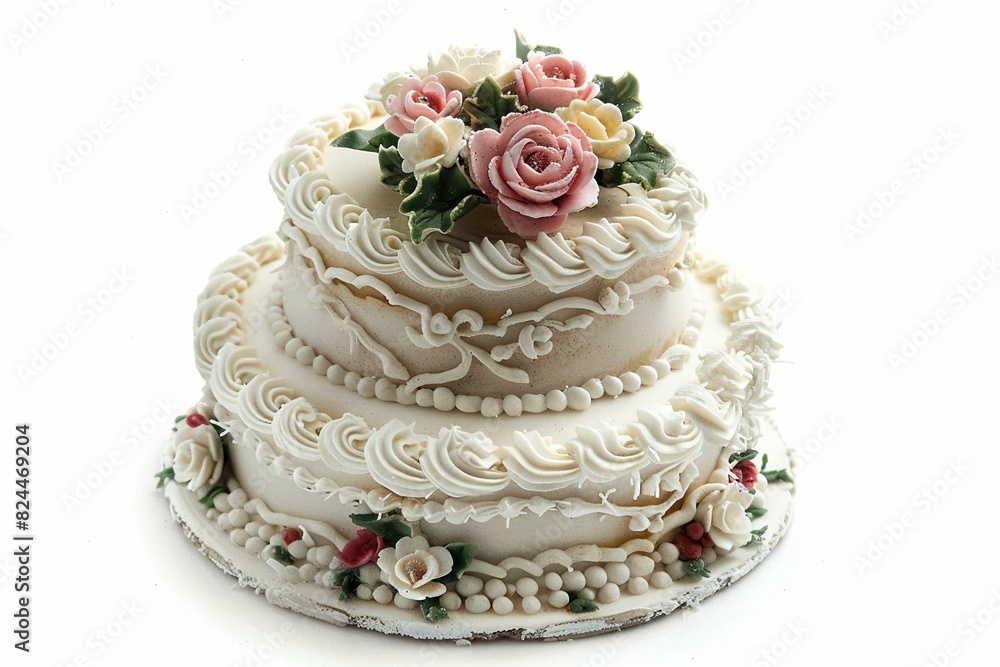 Miniature wedding cake, isolated on white Miniature wedding cake, isolated on white