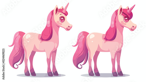 Cute charming little pink horse and its symmetrical