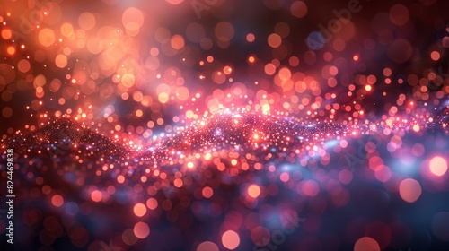 Abstract 3D Background. Floating particles and shapes shimmer with light, creating a dazzling, sparkling scene.