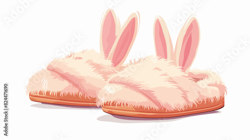 Pair of closed winter bunny slippers 