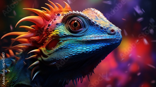 fantasy colorful abstract iguana wallpaper. Generative AI