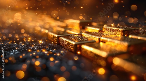 A bar chart with golden bars reaching higher, representing prosperity and wealth. stock photo