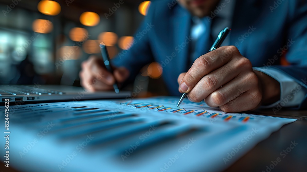 A businessperson drawing a rising arrow on a chart during a meeting. stock image A businessperson drawing a rising arrow on a chart during a meeting. stock image