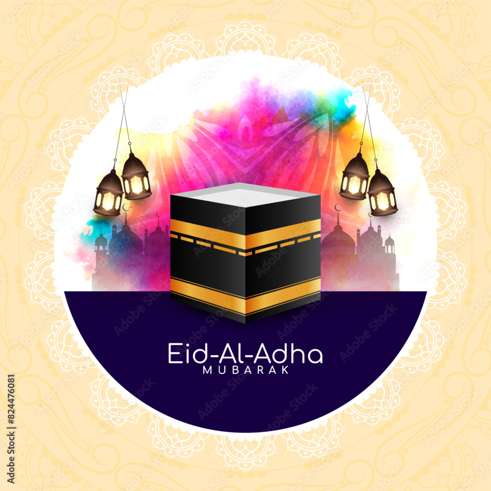 Obraz premium Traditional Eid Al Adha mubarak Islamic festival celebration background