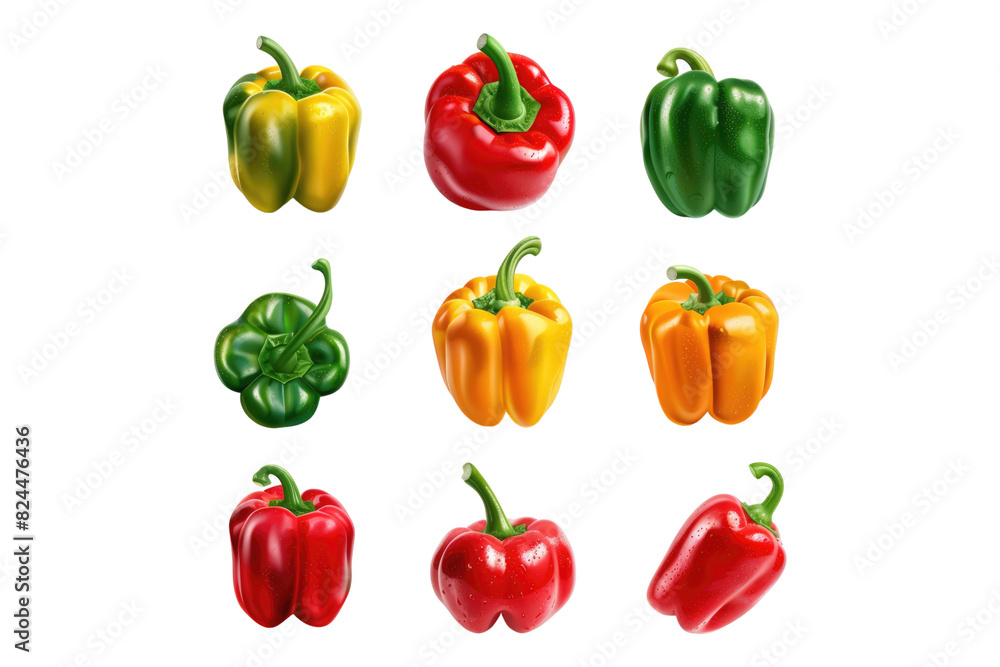 Red pepper green pepper yellow pepper isolated on white background Red pepper green pepper yellow pepper isolated on white background