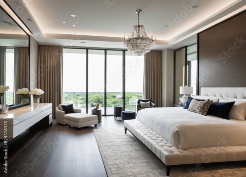 a modern master bedroom suite with luxury interiors