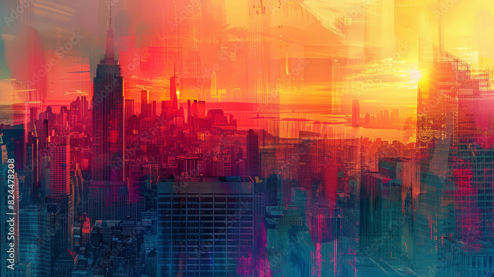 Fototapeta premium Urban Dreamscape with Abstract Elements