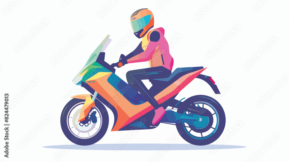 Person driving electric motorcycle ecofriendly bike.
