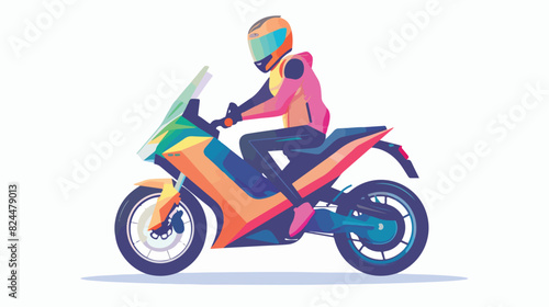 Person driving electric motorcycle ecofriendly bike. © Prince