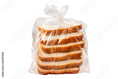Slice bread in plastic bag isolated on white background