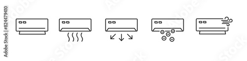 Air conditioner icon set. Fresh cold air. Vector illustration.