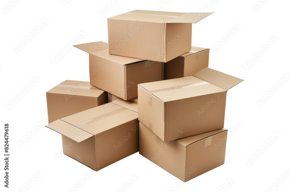 Stack of cardboard boxes isolated on white backgroun Stack of cardboard boxes isolated on white backgroun