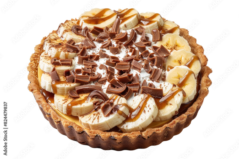 Sweet banoffee pie isolated on white background