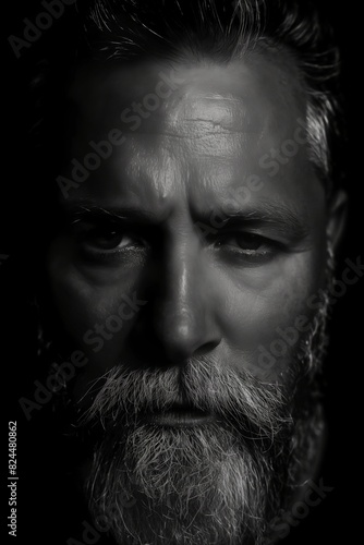 portrait of a middle aged man on black